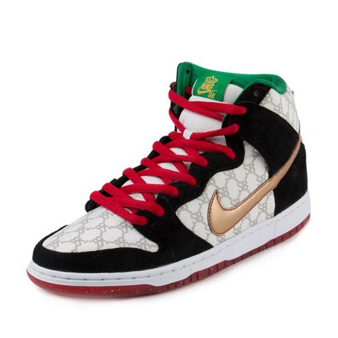 nike mens dunk high premium sb white metallic gold-black fabric|dunk high faust black gold.